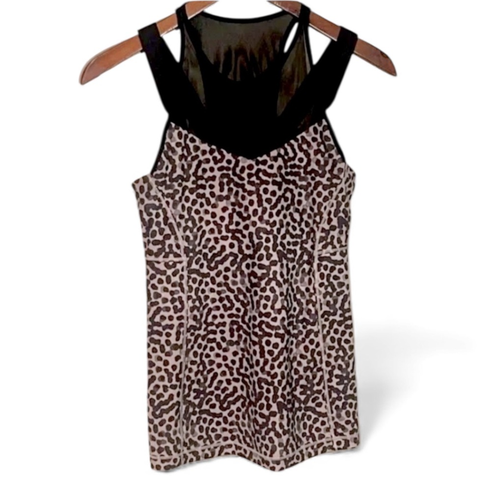 Lululemon Atletica “Running in the City” Tank Black/ Tan Animal Print